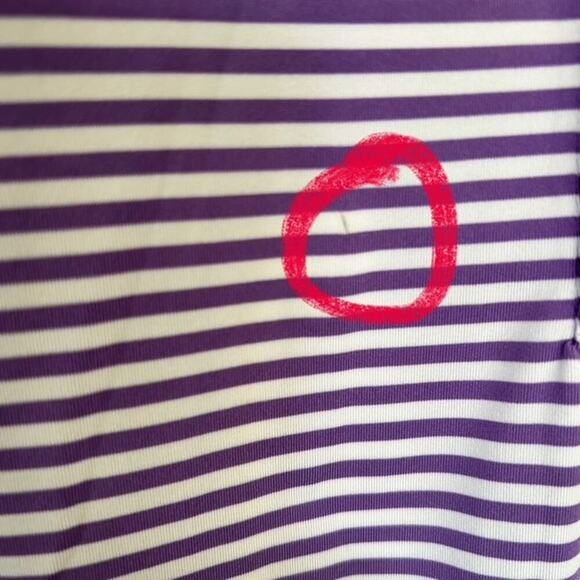 Peter Millar Summer Comfort Purple & White Striped Polo Shirt - Size Large - Picture 3 of 8